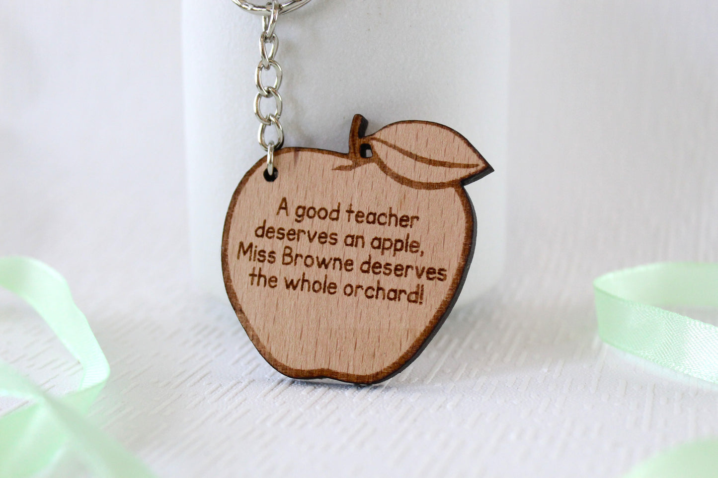 Personalised Apple Teacher Thank You Gift, Teacher Gifts Personalised Teacher Keyring, Nursery Teacher Gift, TA Gift, School Leaver Gift