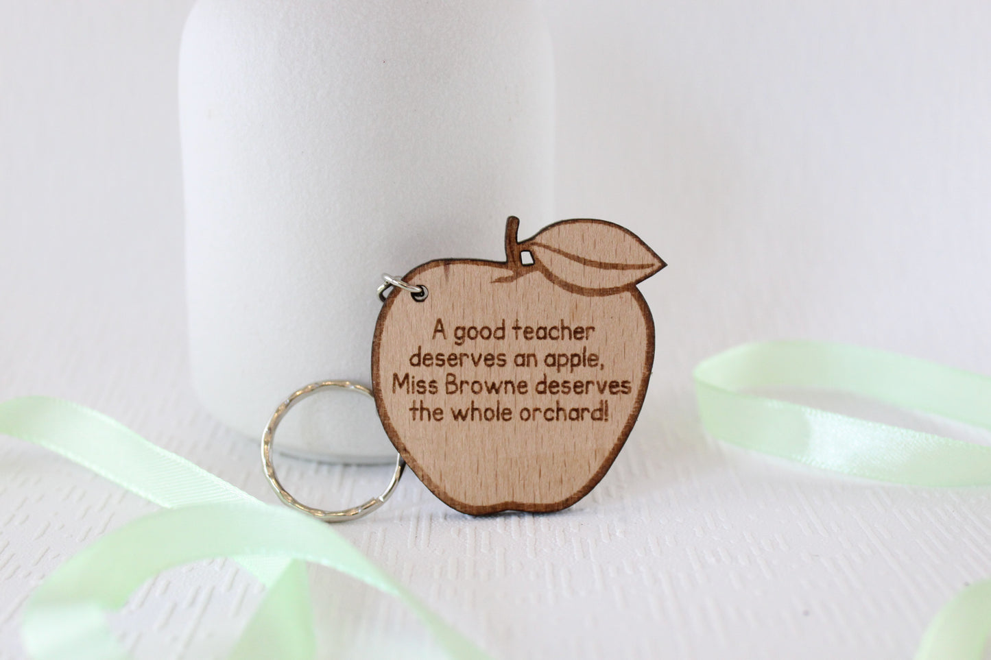 Personalised Apple Teacher Thank You Gift, Teacher Gifts Personalised Teacher Keyring, Nursery Teacher Gift, TA Gift, School Leaver Gift