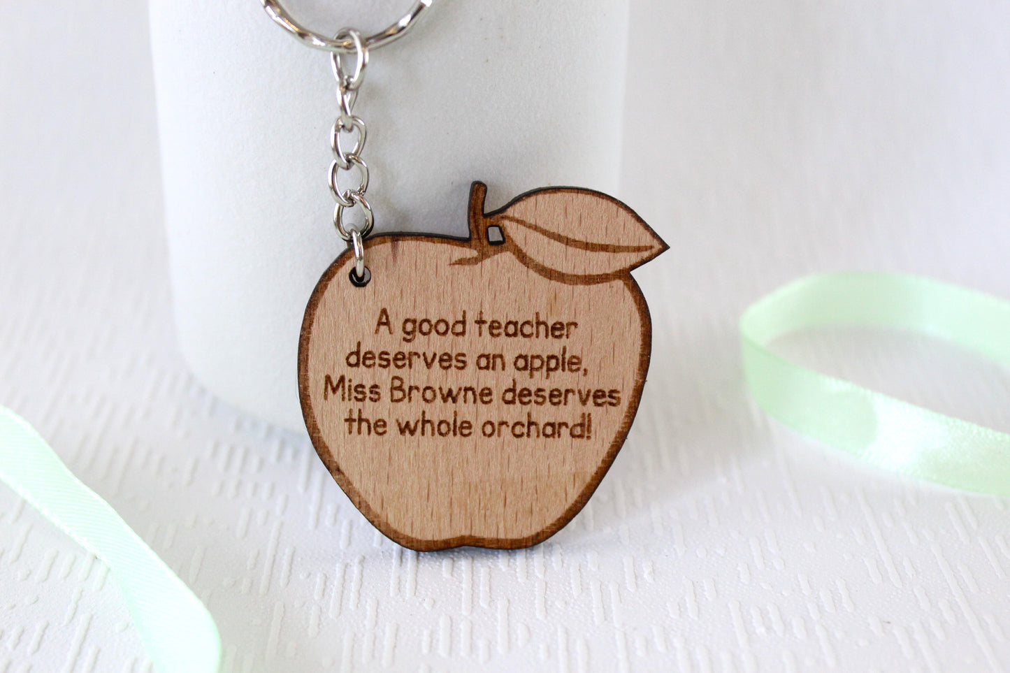 Personalised Apple Teacher Thank You Gift, Teacher Gifts Personalised Teacher Keyring, Nursery Teacher Gift, TA Gift, School Leaver Gift