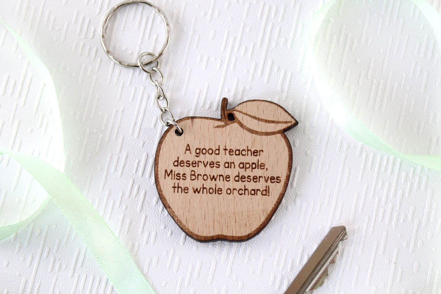 Personalised Apple Teacher Thank You Gift, Teacher Gifts Personalised Teacher Keyring, Nursery Teacher Gift, TA Gift, School Leaver Gift
