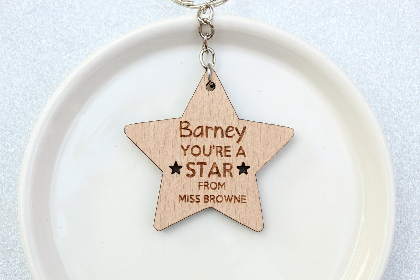 You're A Star / School Leaver Class of 2025 Star / Teacher Pupil Gift / Personalised Name Wooden Keyring / End of Term Gift / Gift From Teachers