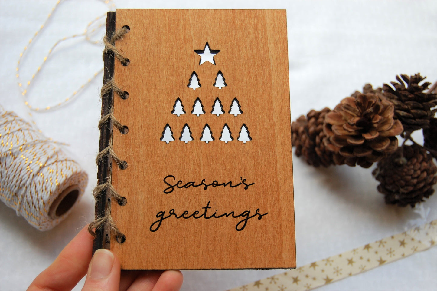 Wooden Christmas Card, Season's Greetings, Rustic Christmas Card, Xmas Card, Christmas Gift, Personalised Wooden Card, Xmas Gift, Xmas Decor