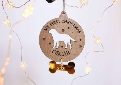 Personalised Dogs First Christmas Bauble, Christmas Ornament For Pets, Dog Christmas Gift, Puppy Christmas Decoration, Custom Dog Bauble