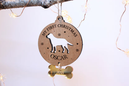 Personalised Dogs First Christmas Bauble, Christmas Ornament For Pets, Dog Christmas Gift, Puppy Christmas Decoration, Custom Dog Bauble