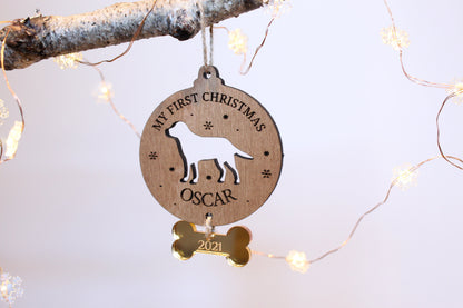 Personalised Dogs First Christmas Bauble, Christmas Ornament For Pets, Dog Christmas Gift, Puppy Christmas Decoration, Custom Dog Bauble