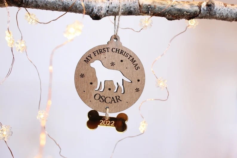 Personalised Dogs First Christmas Bauble, Christmas Ornament For Pets, Dog Christmas Gift, Puppy Christmas Decoration, Custom Dog Bauble