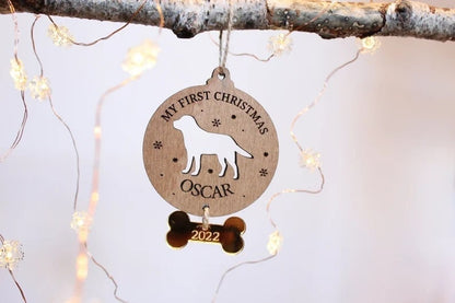 Personalised Dogs First Christmas Bauble, Christmas Ornament For Pets, Dog Christmas Gift, Puppy Christmas Decoration, Custom Dog Bauble