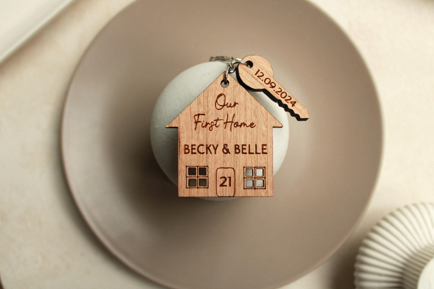 Set of 2, Our First Home Couples Keyring, House Warming Gift, Set of 2 New House Gift, New Home Keyrings, His & Hers Keyring Homeowner