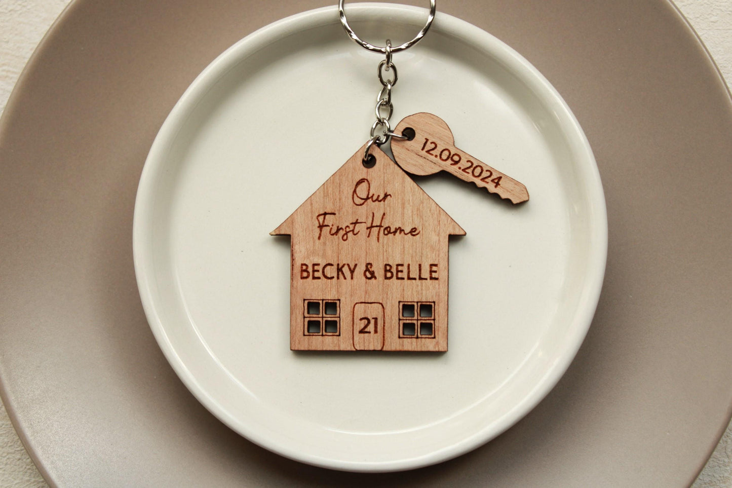 Set of 2, Our First Home Couples Keyring, House Warming Gift, Set of 2 New House Gift, New Home Keyrings, His & Hers Keyring Homeowner