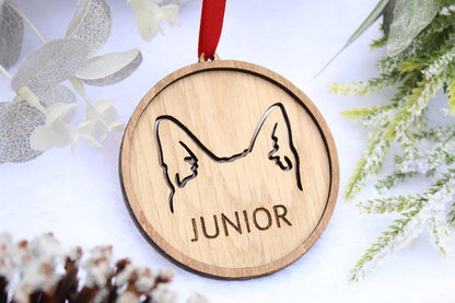 Cat Ear Ornament, Custom Cat Christmas Ornament, Cat Owner Gift, Christmas Tree Cat Ornament, Cat Lover Gift, Christmas Gift, Cat Mom Gifts