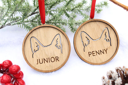 Cat Ear Ornament, Custom Cat Christmas Ornament, Cat Owner Gift, Christmas Tree Cat Ornament, Cat Lover Gift, Christmas Gift, Cat Mom Gifts