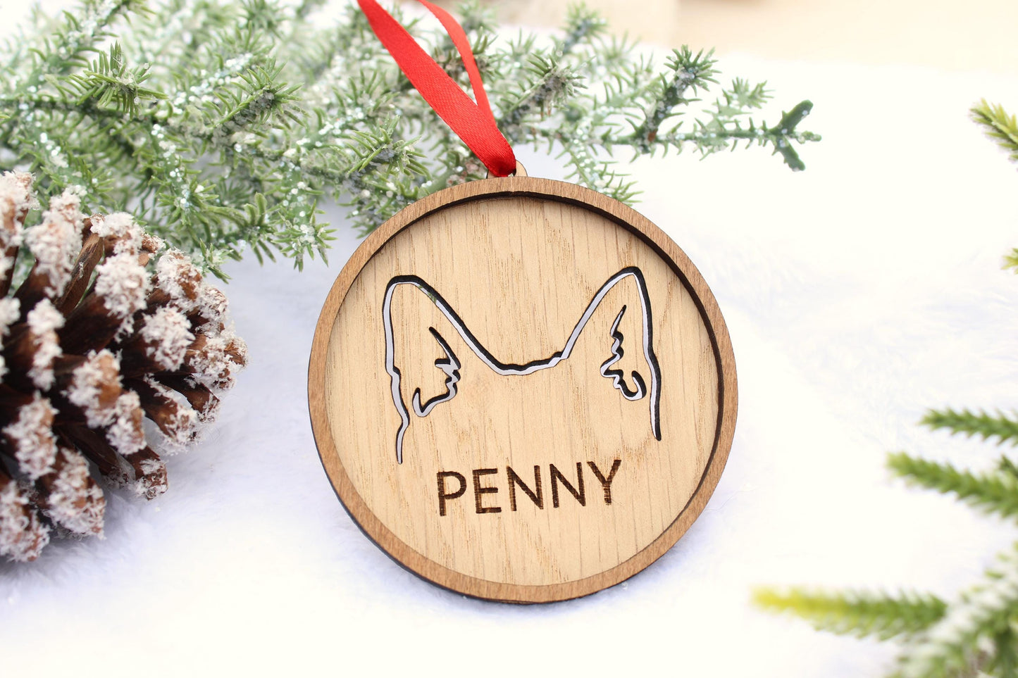 Cat Ear Ornament, Custom Cat Christmas Ornament, Cat Owner Gift, Christmas Tree Cat Ornament, Cat Lover Gift, Christmas Gift, Cat Mom Gifts