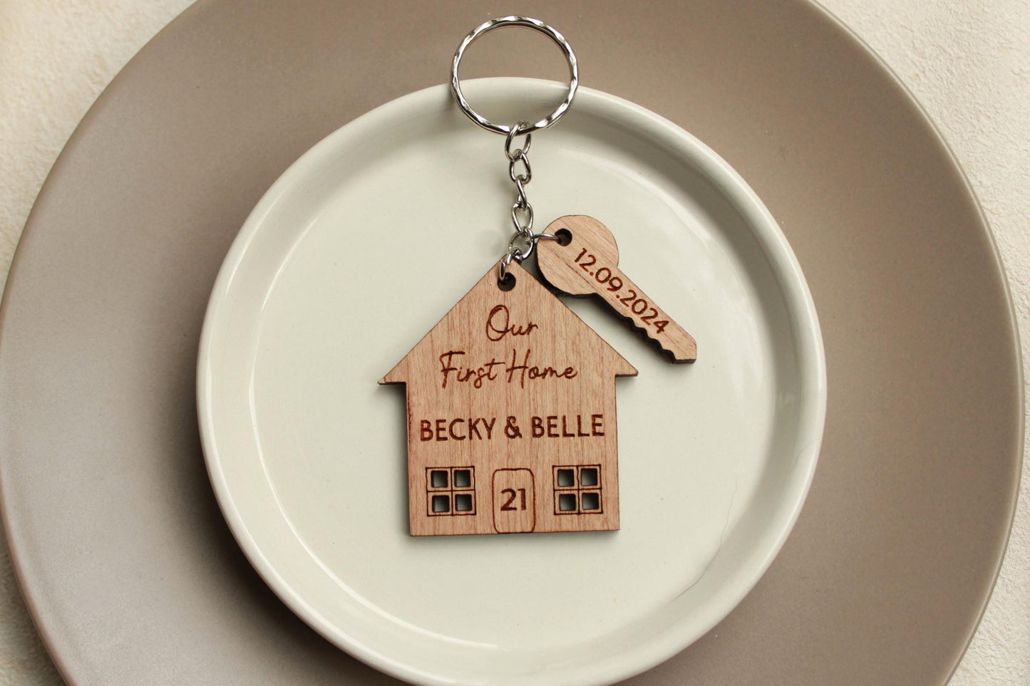 Set of 2, Our First Home Couples Keyring, House Warming Gift, Set of 2 New House Gift, New Home Keyrings, His & Hers Keyring Homeowner