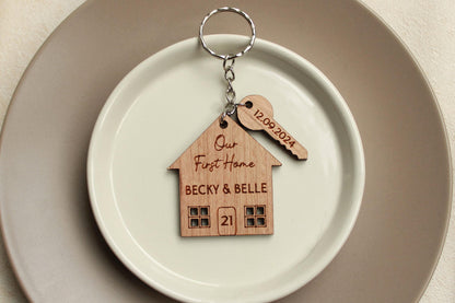 Set of 2, Our First Home Couples Keyring, House Warming Gift, Set of 2 New House Gift, New Home Keyrings, His & Hers Keyring Homeowner