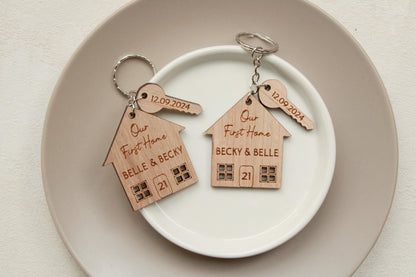 Set of 2, Our First Home Couples Keyring, House Warming Gift, Set of 2 New House Gift, New Home Keyrings, His & Hers Keyring Homeowner